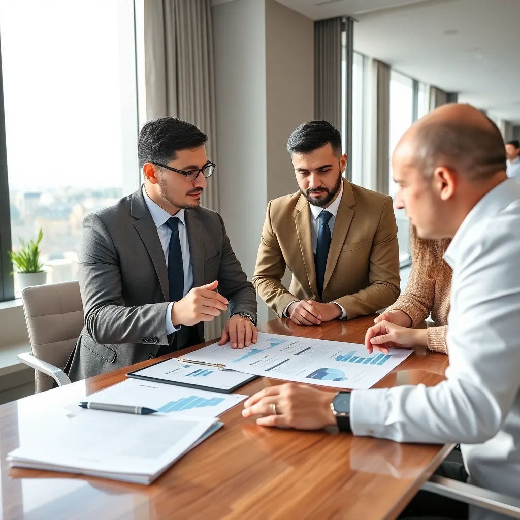 Финансовый аналитик работает с отчетами и графиками на современном компьютере