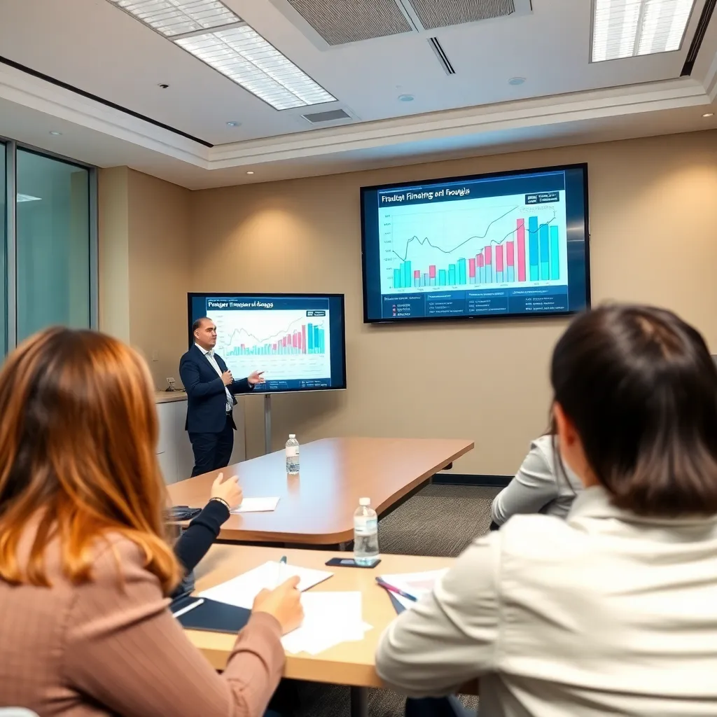 Группа специалистов обсуждает финансовую стратегию